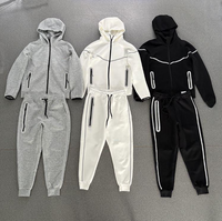 Ensemble de survêtement pour homme, léger, 100% coton, coupe-vent, 2 pièces, veste à capuche zippée, pantalon d'entraînement, course à pied, gym, extérieur