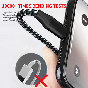 Venta al por mayor Venta directa 1M 2M 3M Cable de sincronización de datos de carga <span class=keywords><strong>USB</strong></span> Compatible con <span class=keywords><strong>iPhone</strong></span> 14 13 <span class=keywords><strong>12</strong></span> X Carga rápida Rendimiento duradero - Product Image 5