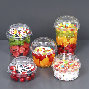 8oz,12oz,16oz,24oz Bol d'emballage de salade de dessert transparent en plastique PET de crème glacée aux fruits jetable avec couvercle - Product Image 4