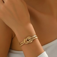Ensemble de bijoux pour femmes, collier et bracelet en chaîne de serpent double plate plaquée or et rhodium, nœud torsadé en fer