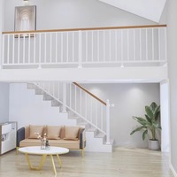 Balustrade moderne pour escalier intérieur/extérieur de villa avec poteaux en acier inoxydable et fer forgé, main courante noire pour balcon