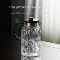 Carafe à eau en verre borosilicate de haute qualité avec couvercle filtrant en bois et acier, pichet résistant à la chaleur pour thé glacé, café et boissons chaudes