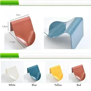 Support mural auto-drainant en plastique pour savon, boîte de rangement adhésive pour salle de bain et douche - Product Image 5