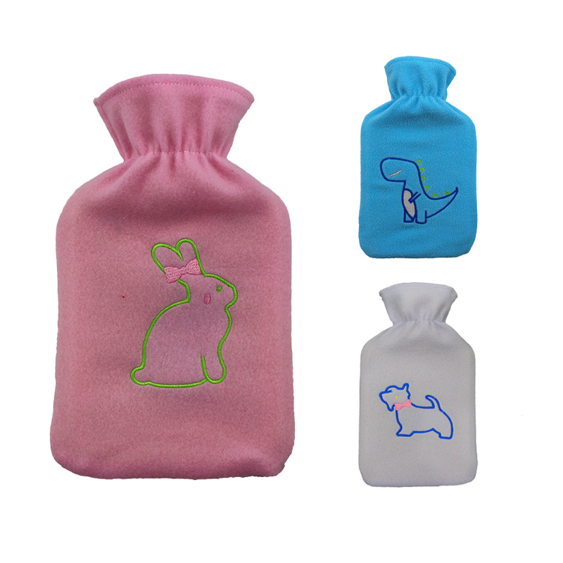 high quality wholesale manufacturer 2000ml mini hot water bag with fleece cover rubber hot water bottle