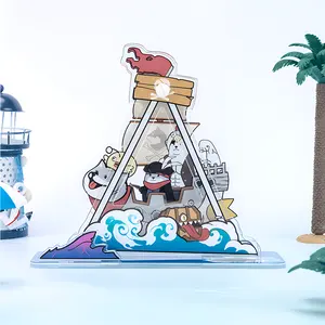 Benutzer definierte gedruckte klare Acryl Cartoon Piraten schiff Standee Kunststoff transparente Acryl Kombination Stande Kunststoff Anime Figur