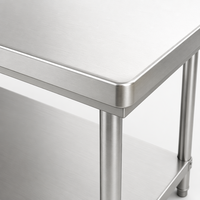 Plan de travail en acier inoxydable de qualité commerciale durable, double étagère, table de préparation en métal pour épicerie, laboratoire, garage