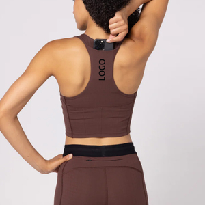 Top Deportivo Corto Tipo Racerback <span class=keywords><strong>con</strong></span> Múltiples Bolsillos, Fabricantes OEM Personalizados, <span class=keywords><strong>Sujetador</strong></span> Deportivo Largo para Mujer, Ropa de Fitness y Yoga - Product Image 3