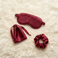 Lot de 3 masques de sommeil en satin et chouchous pour cheveux, doux, ajustables, respirants, confortables, couleur et logo personnalisables, toutes saisons, décontractés