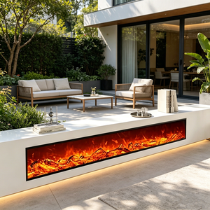 Cheminée électrique intelligente intégrée <span class=keywords><strong>avec</strong></span> effet de <span class=keywords><strong>flamme</strong></span> réaliste, <span class=keywords><strong>chauffage</strong></span> sûr pour patio, café, jardin, complexe hôtelier - Product Image 1