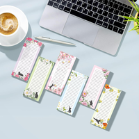 Bloc de Notas Magnético para Refrigerador con Diseño de Gato y Flores, Bloc de Lista de Compras, Bloc de Notas para Refrigerador, Regalo para Cocina