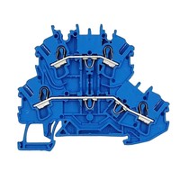 Morsetto a gabbia passante a doppio terminale blu, nuovo di zecca, originale tedesco, disponibile in magazzino, per guida DIN 2.5mm² (2002-2204)
