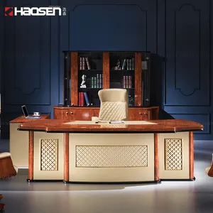 Haosen 68028new Boss máy tính nội thất văn phòng bảng CEO da bằng gỗ văn phòng điều hành Bàn và ghế