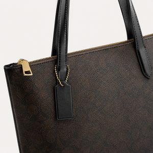 Bolso Tote <span class=keywords><strong>de</strong></span> Lona Marrón con Acabado <span class=keywords><strong>de</strong></span> <span class=keywords><strong>Lujo</strong></span>, Diseño Inspirado en Diseñadores, con Cierre Superior y Asa para el Hombro, para Mujer, con Logotipo Personalizado, Venta al Por Mayor OEM - Product Image 4