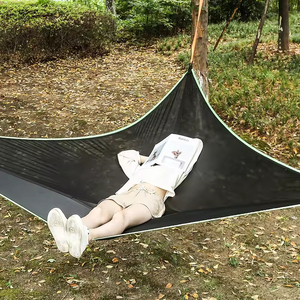 Hamaca Triangular de Malla Elástica de Nailon Negro, Transpirable, para Camping y Senderismo, para 2 Personas, Capacidad de 200 kg, para Todas las Estaciones - Product Image 4