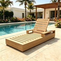 Chaise longue de jardin en teck moderne pour l'extérieur, dossier réglable, mobilier de loisirs, chaise longue pour piscine, hôtel, complexe hôtelier