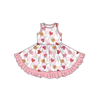 Vente en gros Nouvelle conception Robe pour enfants de haute qualité pour filles Imprimé cœur Robes imprimées Vêtements pour enfants filles
