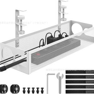 Support de gestion des câbles sous le bureau, 1 niveau, à fixation murale sans perçage, pour le rangement des appareils électroniques de bureau - Product Image 3