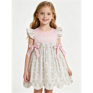 En stock: Vestido de verano festoneado para bebés y niñas, de la colección Flowers Mama's Bestie. Ropa para niños pequeños al por mayor, moda de boutique, prendas bonitas. - Product Image 3