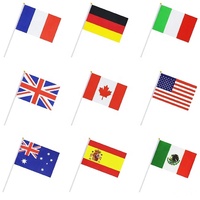 Drapeaux de bâton d'agitant la main en plastique en bois de dessus d'or de mini taille faite sur commande promotionnelle pour la partie