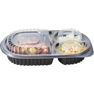 กล่องอาหารพลาสติก PP แบบใช้แล้วทิ้ง 4 ช่อง สำหรับอาหารจานด่วน อาหารนำกลับบ้าน บะหมี่ แซนวิช พิซซ่า ข้าวโพดคั่ว - Product Image 3