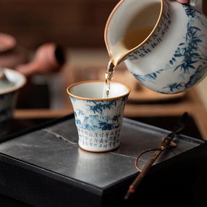 Guanlan Bamboo Shadow Ru Kiln Ceramic <b>Teacup</b> Small Size Tasting Cup For Kung Fu Tea Set - Product Image 2