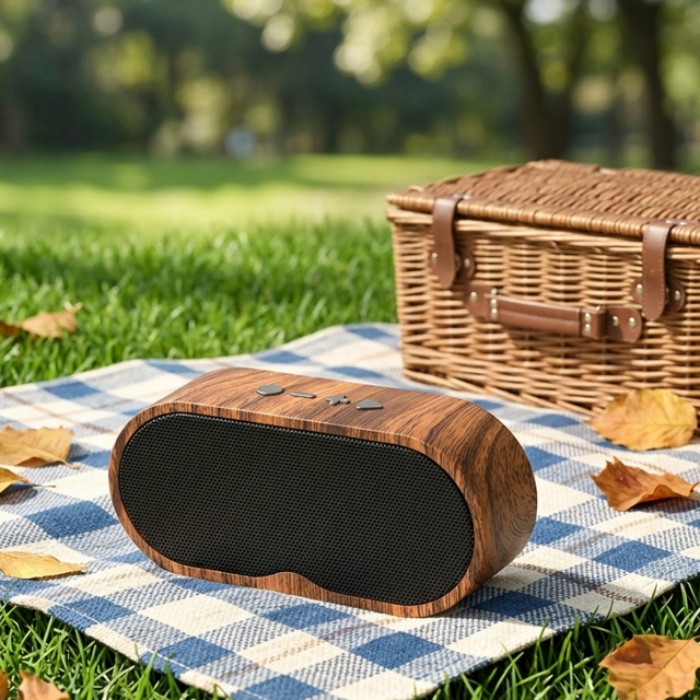 Modern Retro Wood Grain Wireless BT Speaker F3-W 3W Output With Bass Diaphragm TWS Stereo for High Volume Home Use