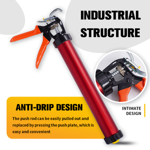 Pistolet à colle manuel en acier inoxydable de qualité industrielle portable, rouge, pour la construction, poignée anti-fuite - Product Image 3