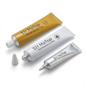 Tubo de Aluminio Plegable con Boquilla Sellada Herméticamente y Tapa Perforadora para Envasado de Pasta de Alimentos de Grado Farmacéutico y Mostaza - Product Image 1