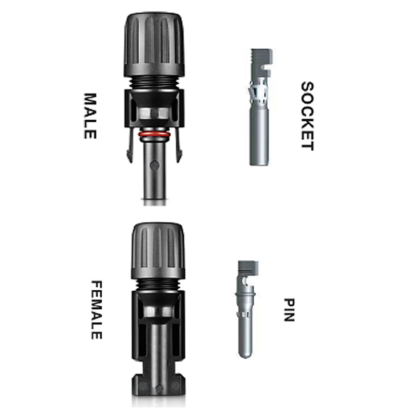 Соединитель MC 4 для солнечного кабеля, 2,5/4/6 мм2, 14-10AWG, 1500 В, 30 А, медный оловянный Соединитель с блокировкой типа NOVA