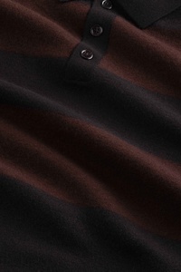 Custom Logo <strong>Men's</strong> Heavyweight Wide Stripe Rugby Sweater <strong>with</strong> Polo <strong>Collar</strong> Wool Blend Knitted Pullover <strong>Jumper</strong> in Burgundy - Product Image 4