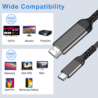 Câble USB-C vers DP de 1 mètre, 4K 60Hz, gaine en nylon, conducteur CCA, pour ordinateur et projecteur