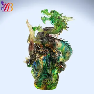 Latest 2024 Luxury Liuli Crystal Fengshui Dragon Ornament For Dragon Year Gift Home Decoration Wedding Hotel Office