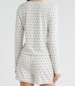 Set Pigiama Classico da Donna in Jacquard, Elegante con Maniche Lunghe e Pantaloncini, Abbigliamento da Casa di Alta Qualità e Traspirante - Product Image 4