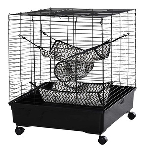 Espacioso 24 "x 24" alambre de Metal para interiores pequeño Animal conejillo de indias y jaula para conejos hábitat móvil para mascotas con hamacas - Product Image 1