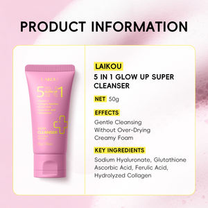 LAIKOU 5 en 1 Limpiador Facial Iluminador con Vitamina C, Péptidos de Colágeno, Ácido Ferúlico, Ácido Hialurónico y Glutatión en Espuma Cremosa - Product Image 4