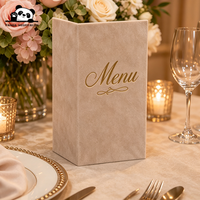 Porte-menu de restaurant de luxe personnalisé en daim avec dorure à chaud, couverture de menu en velours rose nuit