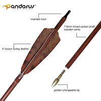 Flèches en carbone mélangé camouflage bois PANDARUS Archery 6,2 mm ID, plumes de dinde brunes pour tir à l'arc traditionnel et recurve.
