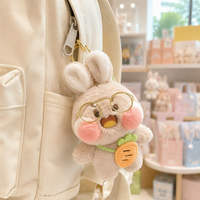 Porte-clés Lapin en Peluche Adorable, Pendentif Animal en Peluche, Breloque Poupée Douce, Accessoire de Sac avec Carotte et Lunettes, Cadeau Style Européen et Américain 3-8