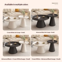 Table basse Art Déco de style nordique, en fer forgé, avec plateau en dalle de pierre, tendance, luxe léger, de forme ronde, pour balcon