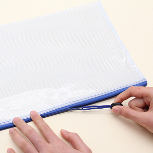 Zhanma – Pochette zippée en maille plastique de haute qualité, format A4, en <span class=keywords><strong>PP</strong></span>, couleur personnalisable, pour dossiers et documents, idéale pour le bureau et l'école - Product Image 3