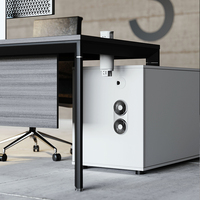 Bureau de direction extensible en forme de L LYSUN, directement de l'usine, éco-responsable, durable, en MFC, chêne gris ombré, avec armoire latérale