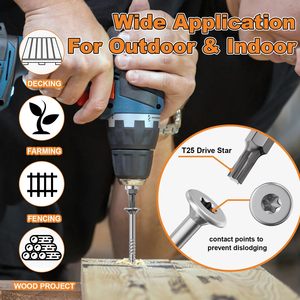 Vít Kit #10 Thép Không Gỉ Gỗ Vít 350Pcs Boong Vít T25 Sao Bit Chống Gỉ Gỗ - Product Image 6