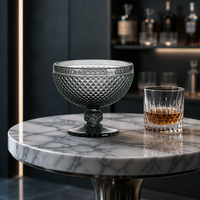 Verres à dessert épais et colorés en verre ambré transparent de 300 ml, style vintage, sans pied, pour restaurant et fête