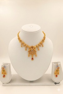 DIVYORO Premium Intricate Filigree Custom Engagement Antique Gemstone Details <b>Gold</b> Plated Copper Brass Necklace <b>Earrings</b> <b>Set</b> for - Product Image 1
