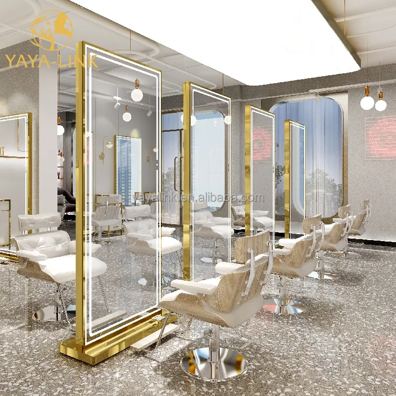 hair salon mirror station styling station barber with led light