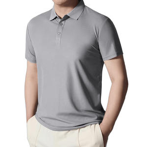 Polo à manches courtes pour homme, style américain, gris uni, séchage rapide, décontracté, pour affaires - Product Image 1