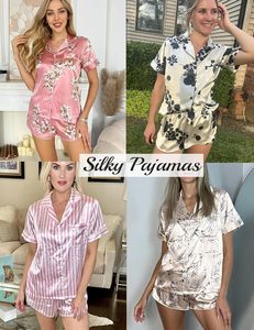 Ensemble <span class=keywords><strong>pyjama</strong></span> 2 pièces en satin <span class=keywords><strong>de</strong></span> soie imprimé léopard pour <span class=keywords><strong>femme</strong></span>, manches courtes, boutons, shorts, vêtements <span class=keywords><strong>de</strong></span> détente - Product Image 4
