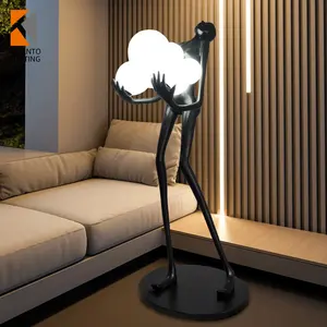 Lampadaire boule créatif luxe nordique moderne hôtel statue humaine concepteur coin Art lumières grande Led Sculpture debout verre