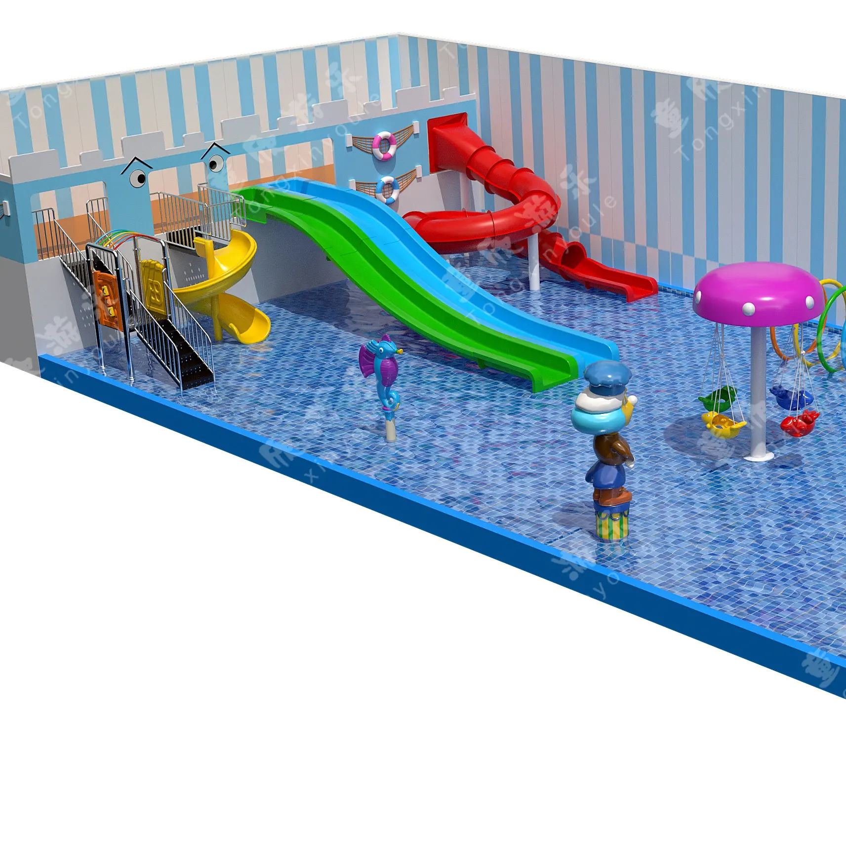 Indoor Zwembad Kinderen Waterglijbaan Glasvezel Waterglijbaan Apparatuur Voor Kinderen