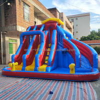 Parcs d'attractions gonflables géants pour enfants, château gonflable pour enfants, toboggan aquatique à trois voies pour les fêtes